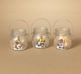 Frosted Glass Holiday Gnome Design Luminaries      GR093780