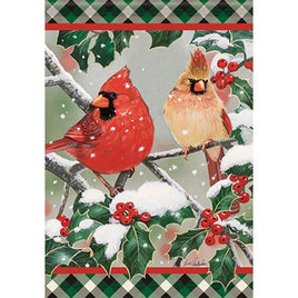 Cardinals in Holly Garden Flag                  CR6-50113