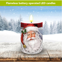 Checkered Santa Flameless Candle  FC6-09437