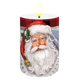 Checkered Santa Flameless Candle  FC6-09437