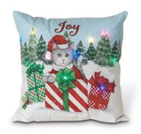 Holiday Lighted Pillows with Puppies & Kitten Designs   GR114560