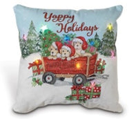 Holiday Lighted Pillows with Puppies & Kitten Designs   GR114560