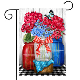 Red White & Blue Floral Jars Garden Flag   GF4-9128