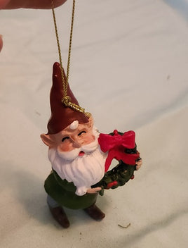 Holiday Gnome with Wreath Ornament  WB9933  - Special Purchase Gnomes