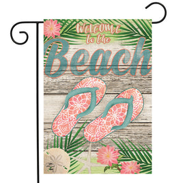 Welcome Beach Flip Flops Garden Flag   GF4-8858