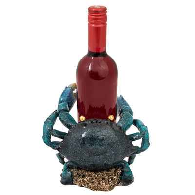 Blue Crab Wine Bottle/Utensil Holder 6h, 4d